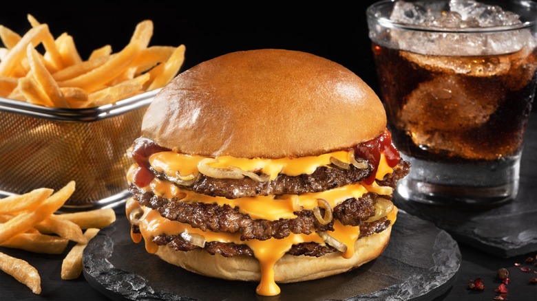 hamburger french fries and coke
