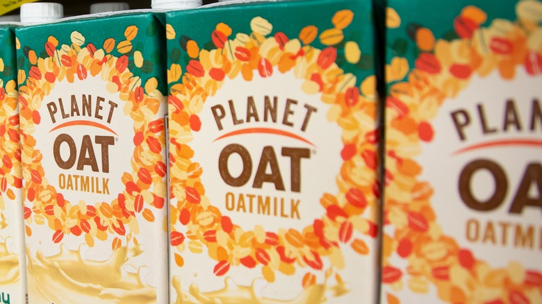 Planet Oat milk containers on shelf