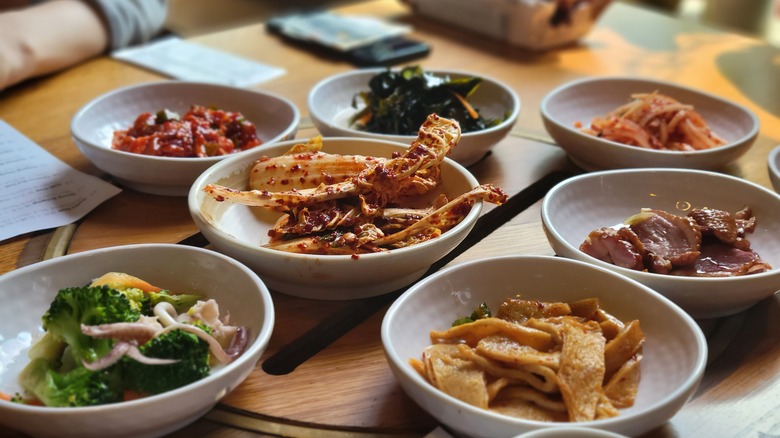 assortment of banchan dishes 