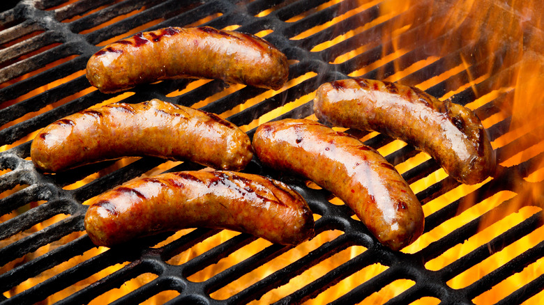 Sausages on grill