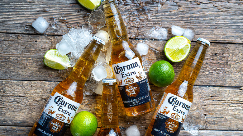 Corona bottles with lime