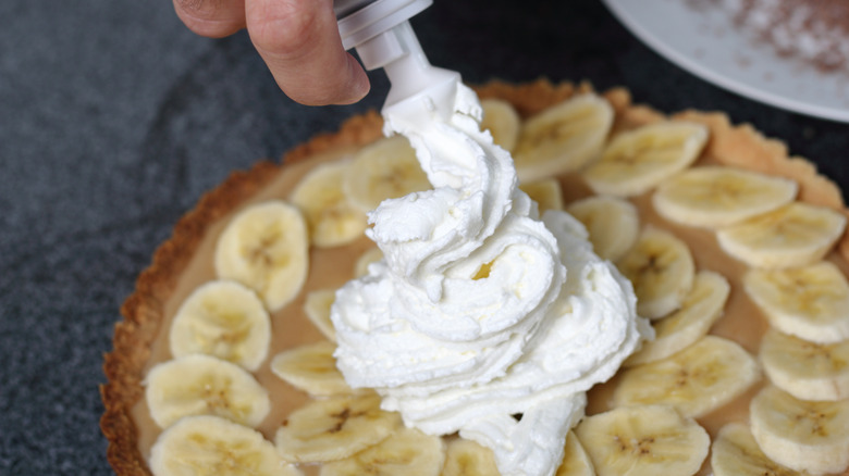 whipped cream sprayed on pie