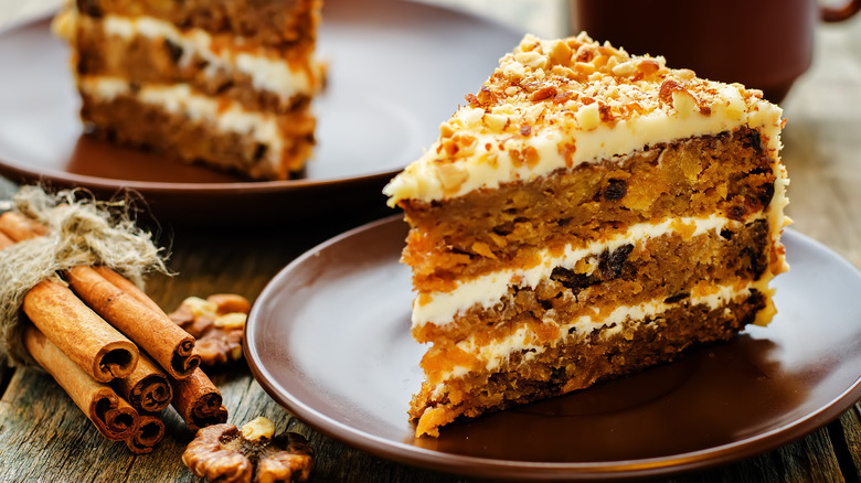 Slice of nutty carrot cake