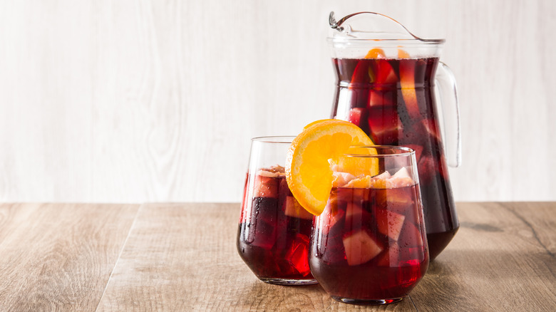 Pitcher and glasses of sangria