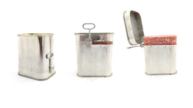 Three corned beef cans