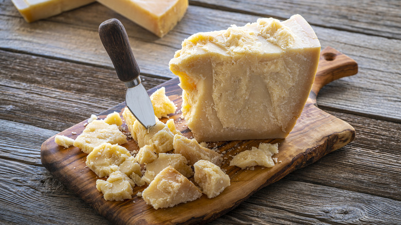 Parmesan on a cheeseboard