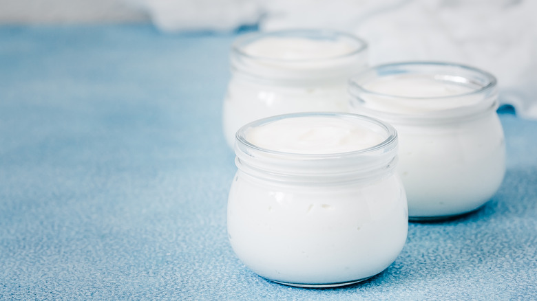 Coconut milk yogurt in jars