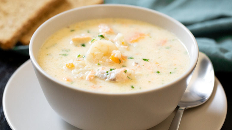 Traditional seafood chowder