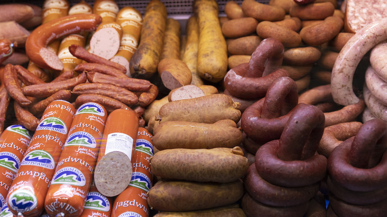 assorted German sausaged