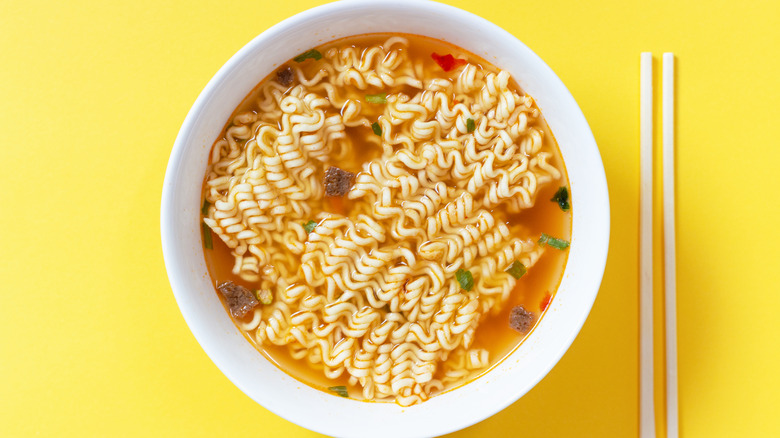 Instant ramen in bowl