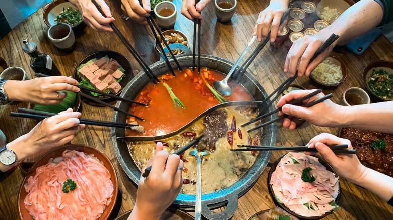 People eating hotpot
