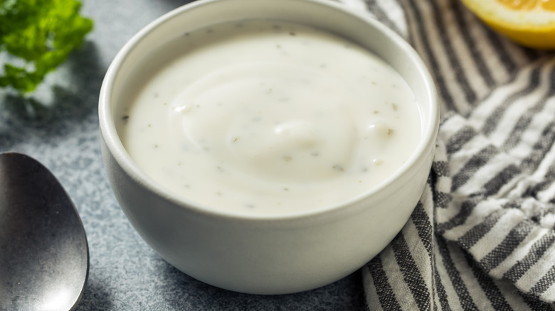 Ranch dressing in a bowl
