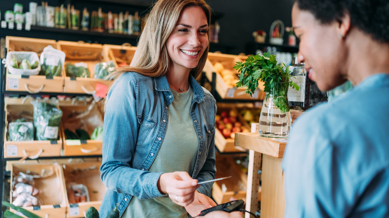 paying with card at store