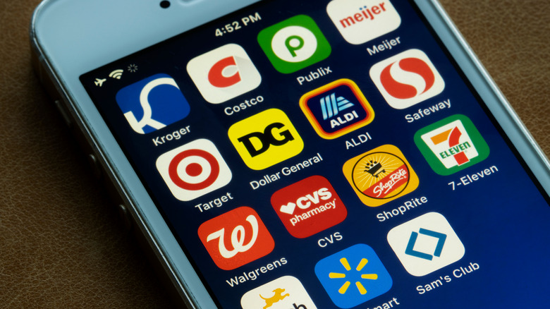 phone screen with grocery apps