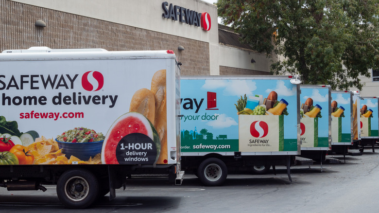 Safeway delivery trucks parked