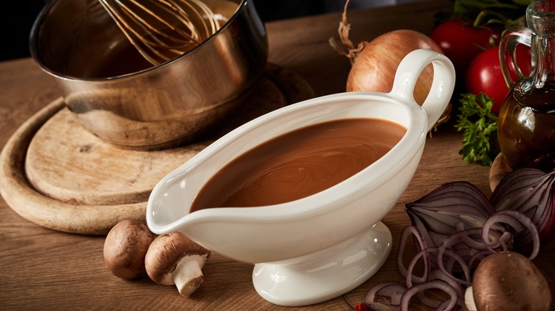 gravy boat surrounded by ingredients