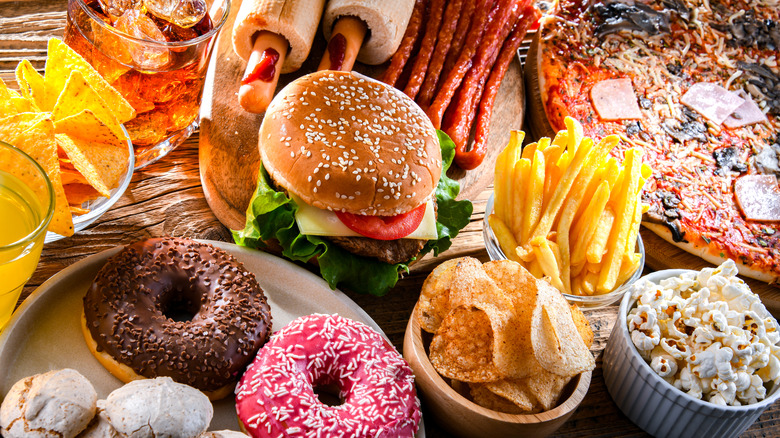 An array of fast food items