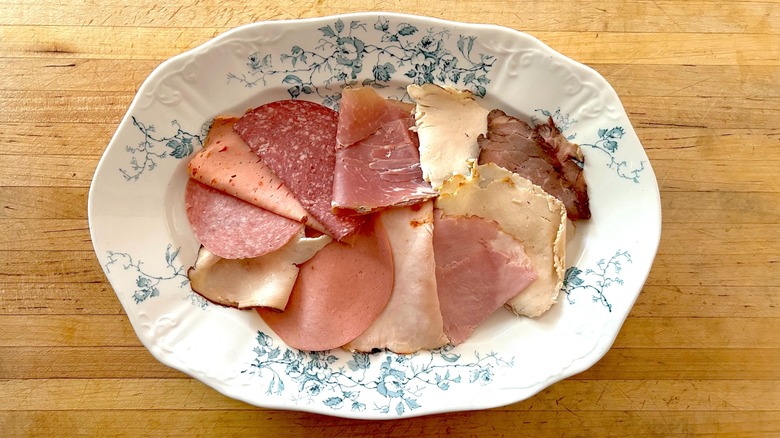 Assorted deli meats on platter