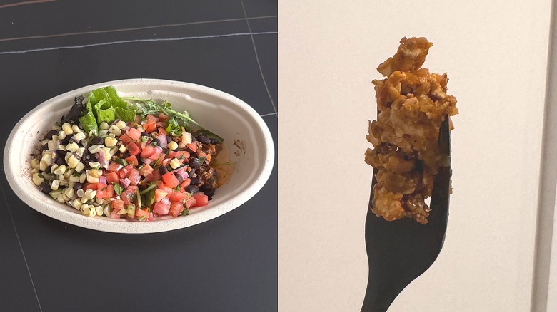Chipotle's Sofritas in a salad bowl with toppings