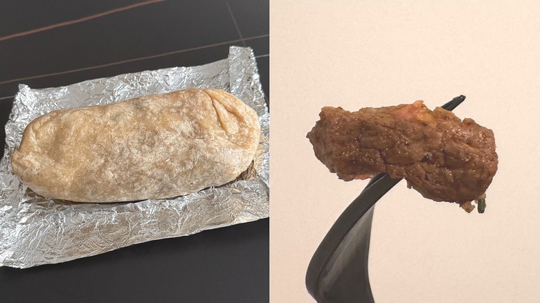 Steak burrito and piece from Chipotle