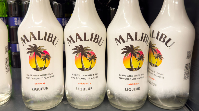Bottles of Malibu coconut rum liqueur