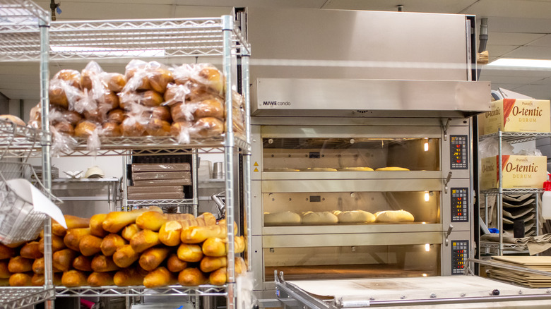 Loaves of bread baking