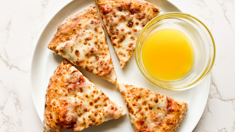 Pizza with garlic butter