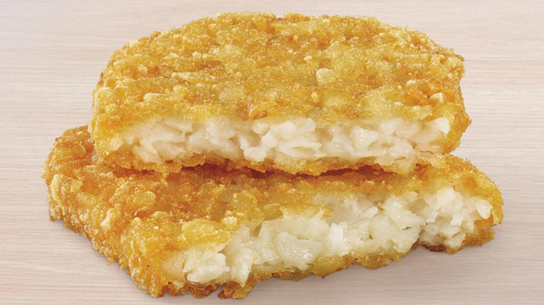 Hash brown patty halved