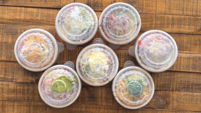 Various mini bowls from Qdoba