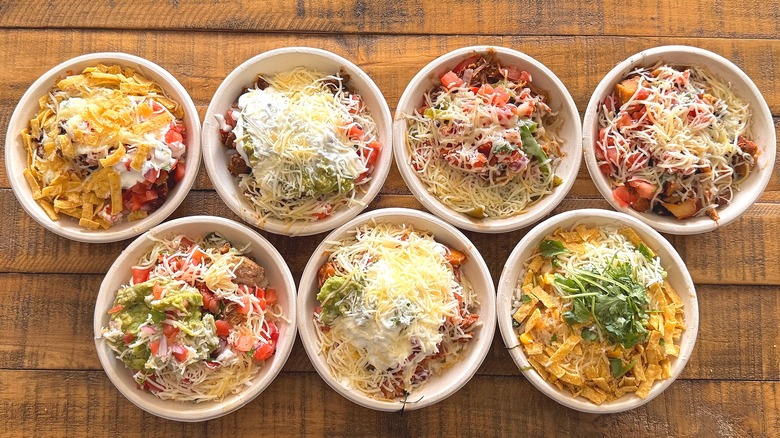 Various Qdoba mini bowls