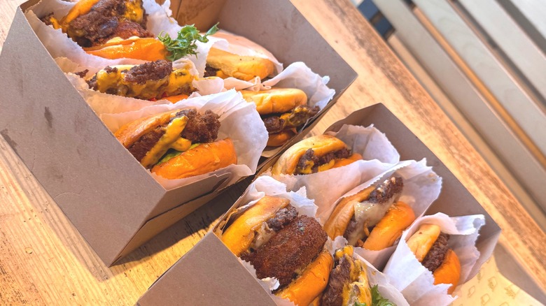 Bags of Shake Shack burgers