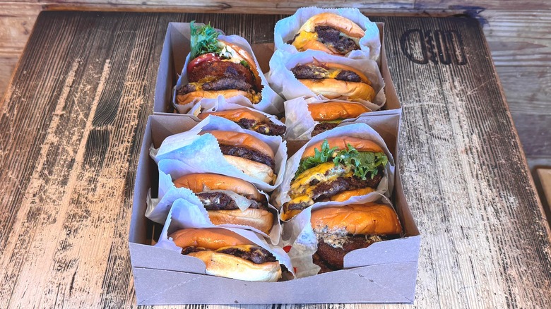 Variety of burgers from Shake Shack