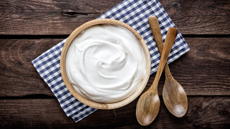 Sour cream in a bowl