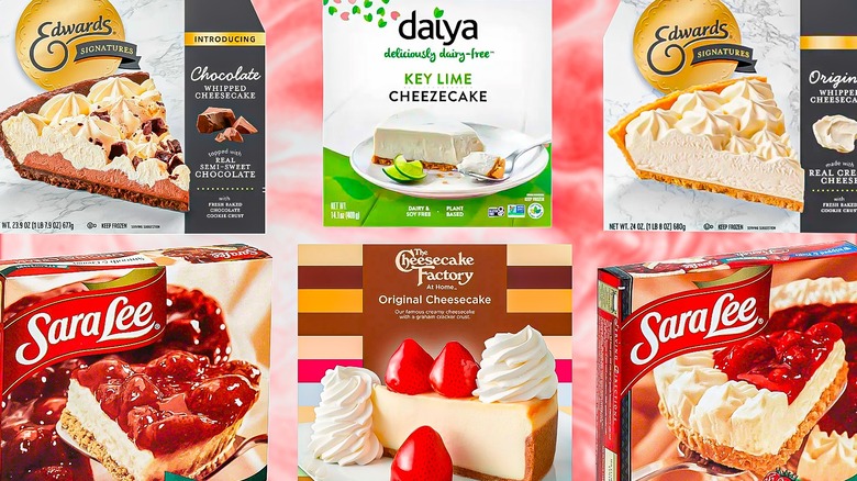 Composite image of store-bought cheescakes