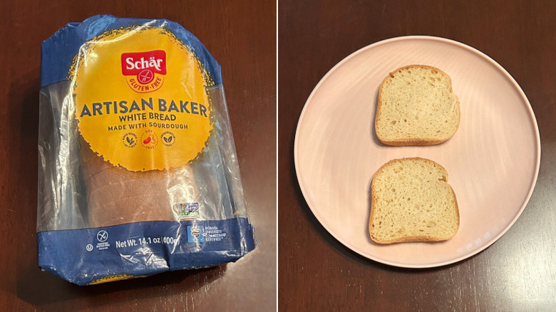 A loaf of Schar Gluten Free Bread next to a pink plate with bread slices