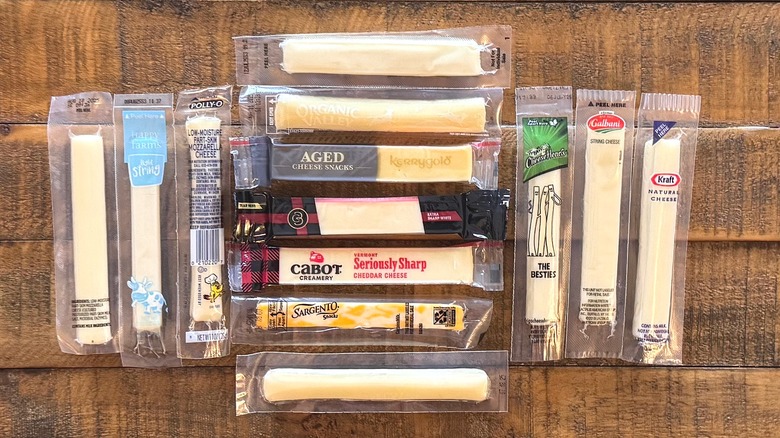 Various, individually wrapped string cheese