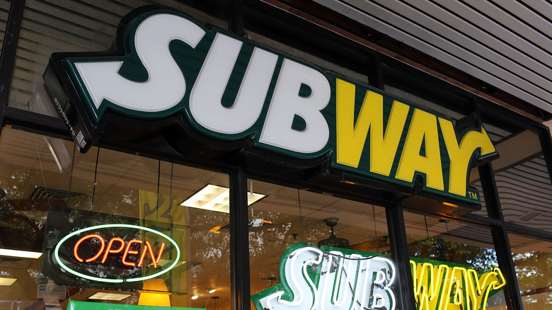 Subway sign at restaurant