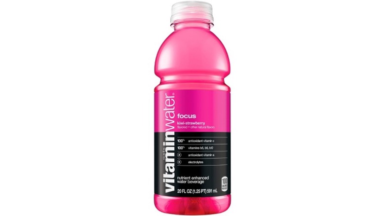 A 12-pack of Vitaminwater Focus against a white background