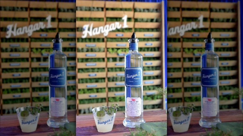 Hangar 1 vodka bottle and cup