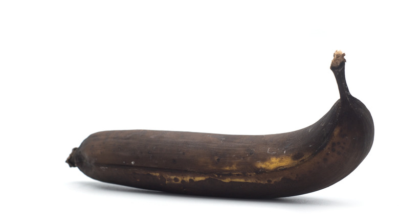 Overripe black banana