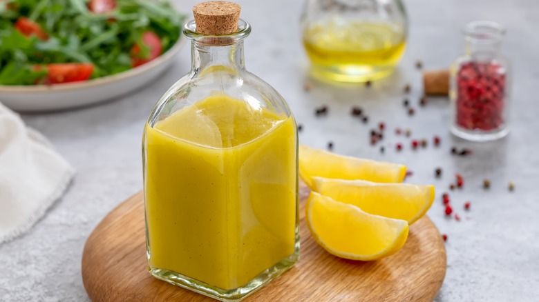 Bottle of homemade salad dressing