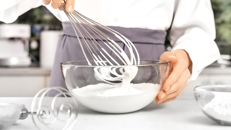 whisking whipped cream