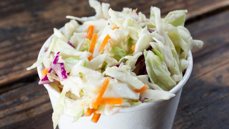 Creamy coleslaw in a bowl