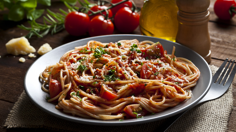 Bowl of pasta with sauce