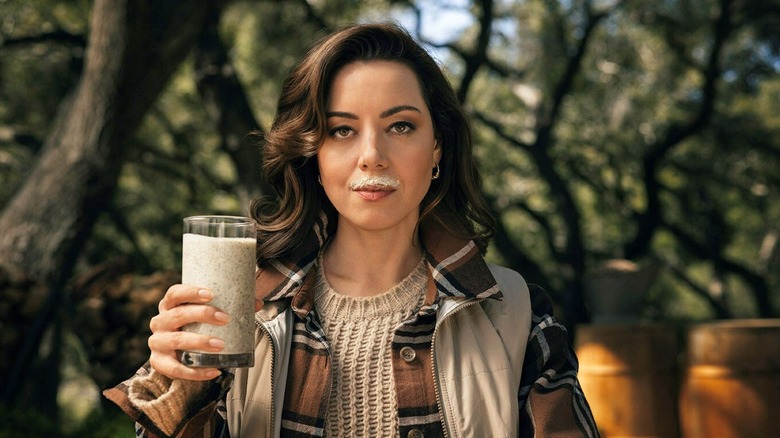 Wood Milk creative campaign with Aubrey Plaza