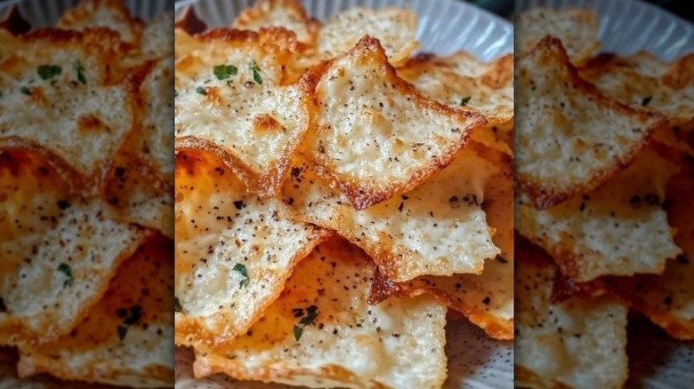 Close up of seasoned cottage cheese chips