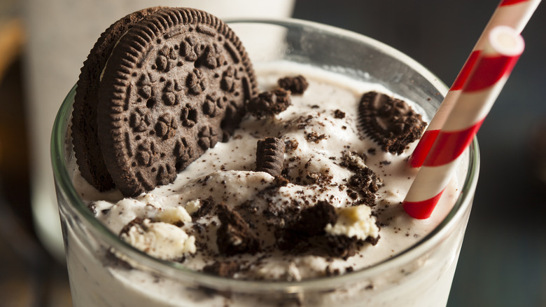 close up of Oreo milkshake