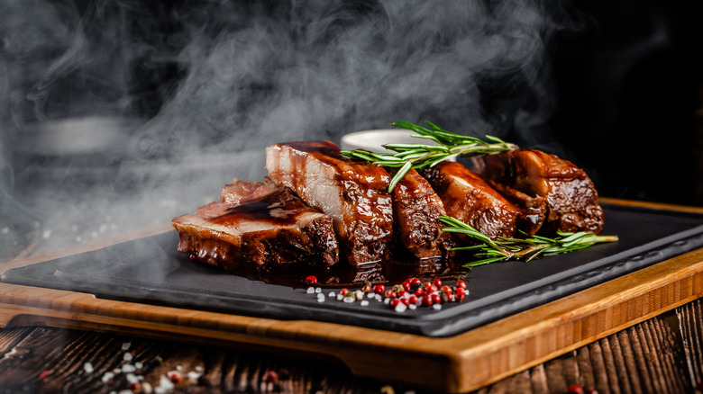 Smoking BBQ ribs