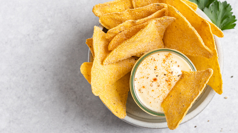 Chips with a dip bowl