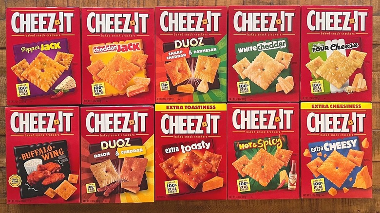 Cheez-It boxes on wooden background